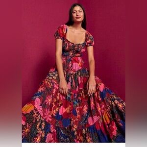 Farm Rio Red Snake Garden Maxi Dress